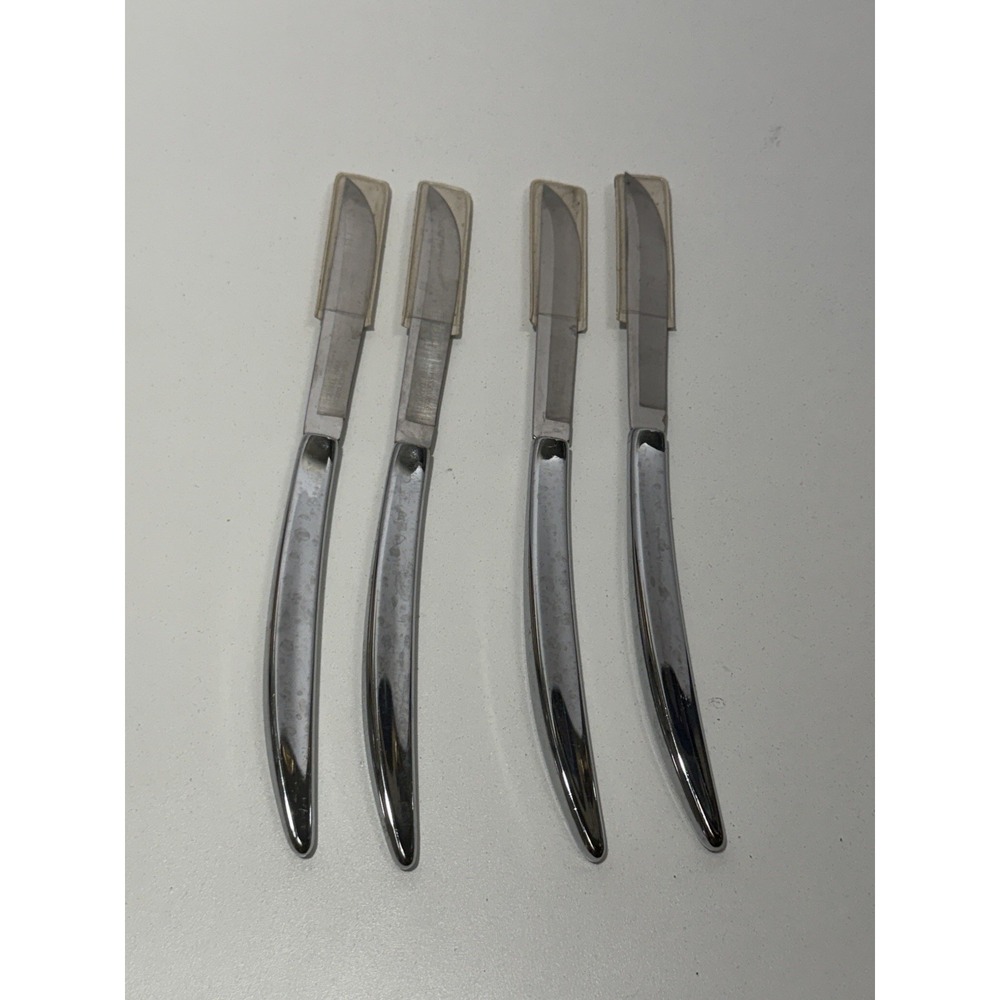 Vintage Carvel Hall Stainless Steel Non-Serrated Curvy Steak Knives 4-Pc Set ☆US